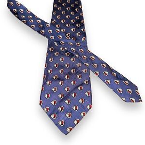 Polo Ralph Lauren Blue Shield Handmade in USA Silk Tie